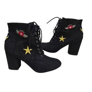 Delicious Women’s Air Force/flight Attendant Booties Lace Up Heel Boots Size 8.5